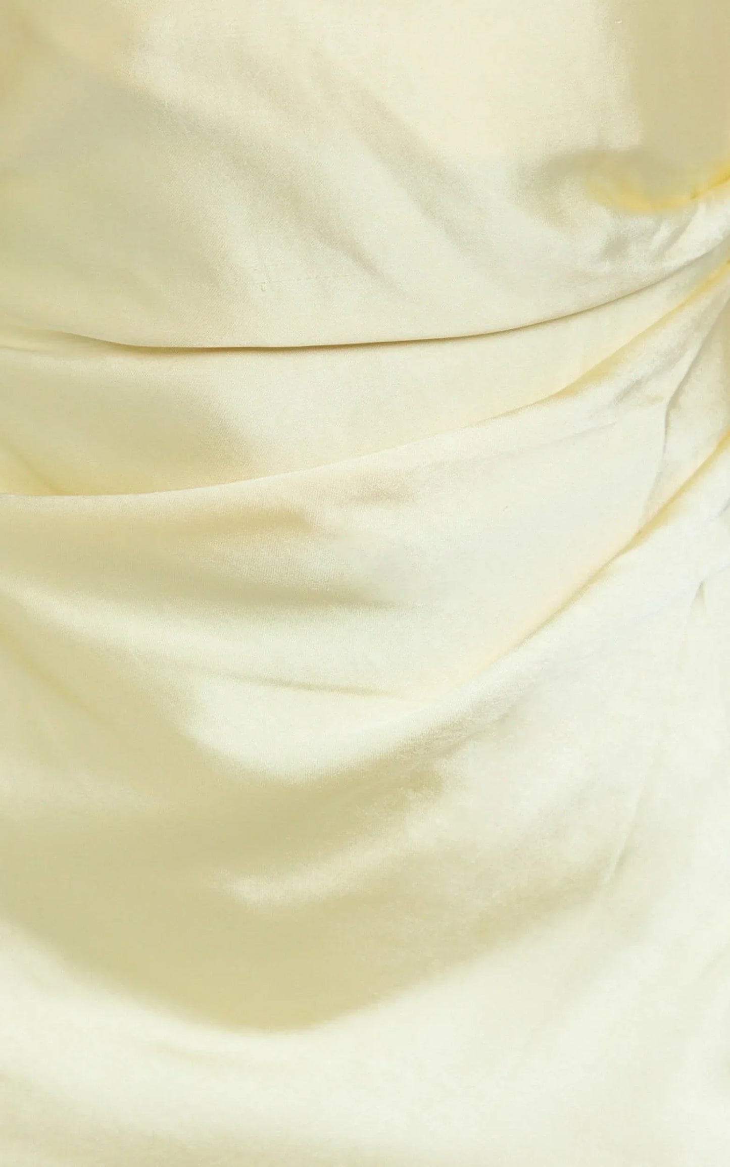 Glenda Midi Dress - Satin Strapless Side Split Dress in Lemon