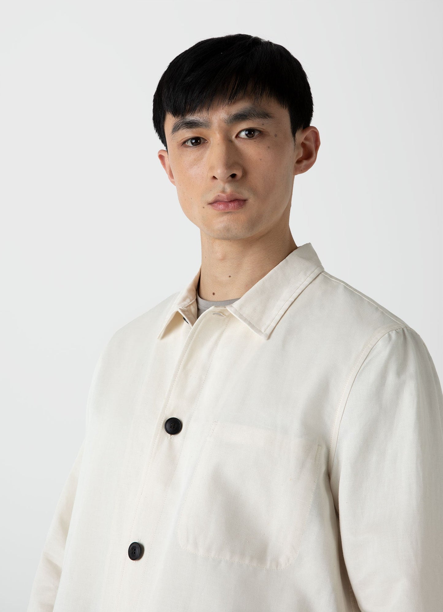 Mens Cotton Linen Twin Pocket Jacket In Undyed Mjac7102U Nuab