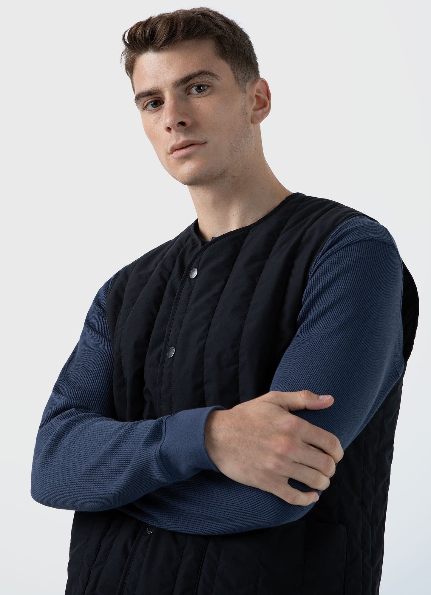 Mens Quilted Liner Gilet In Black Mjac7124 Bkaa