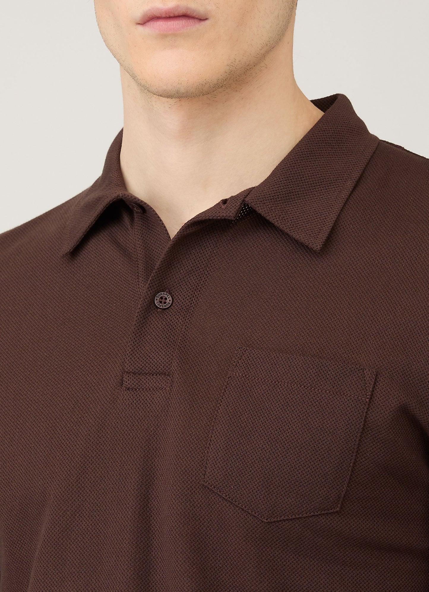 Mens Long Sleeve Riviera Polo Shirt In Bakelite Mpol1031 Rdel