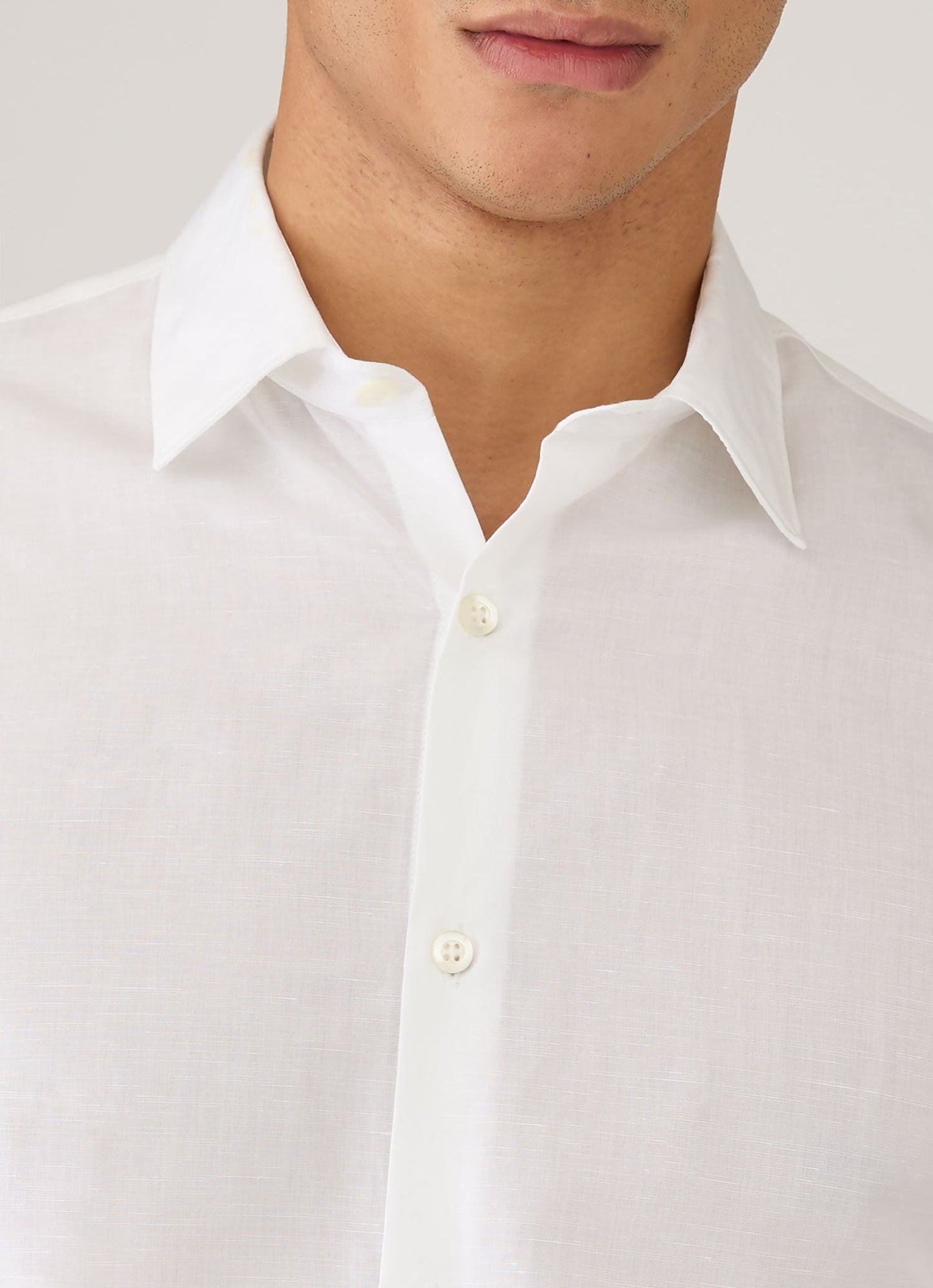 Mens Sea Island Cotton Linen Shirt In White Msht2125 Whaa