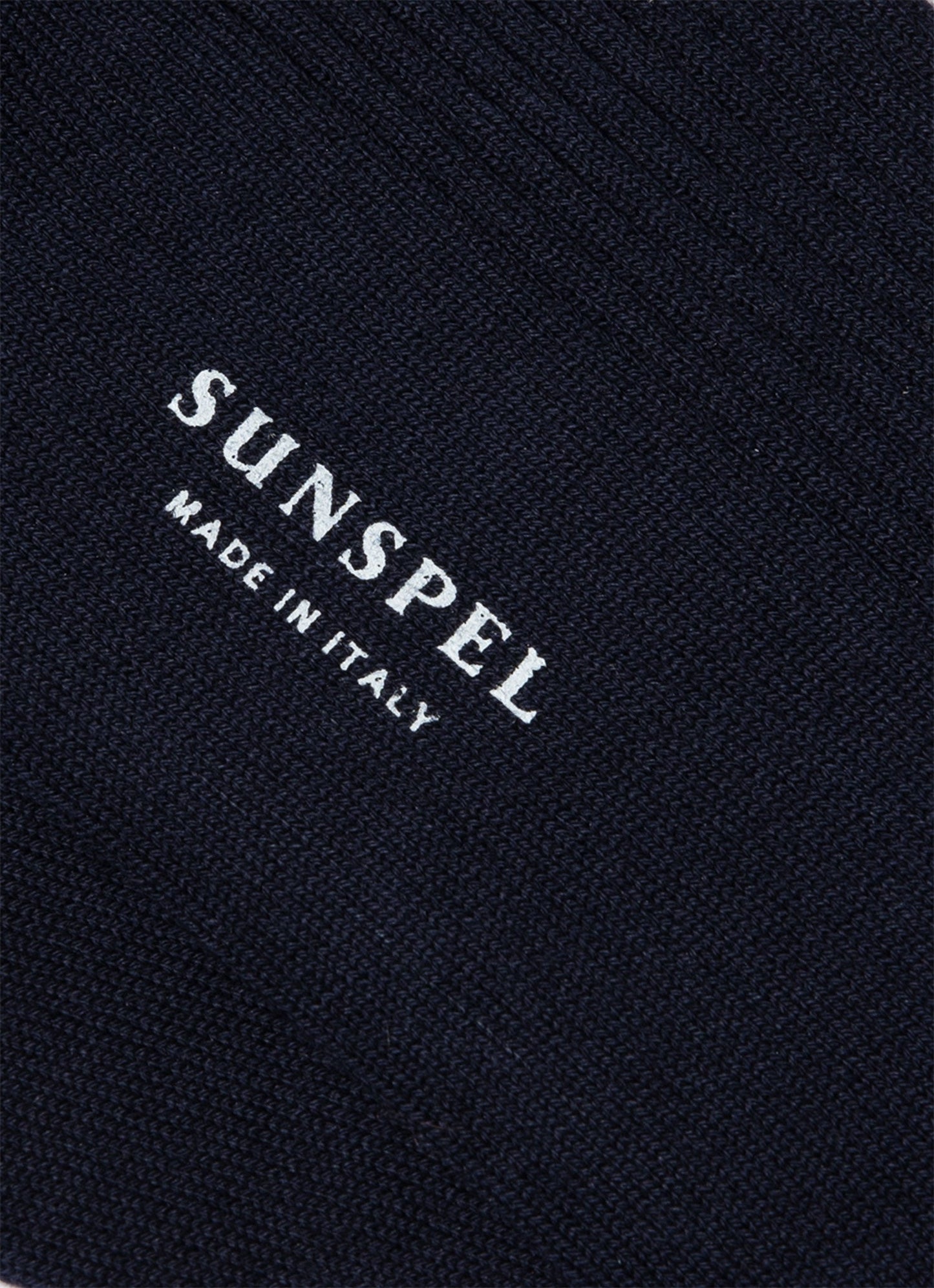Men's Cotton Ribbed Socks in Navy