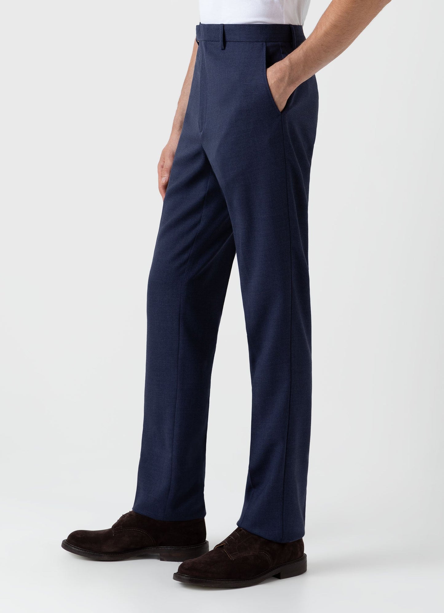 Men S Slim Fit Wool Trouser In Blue Melange Mtrs3064 Buht