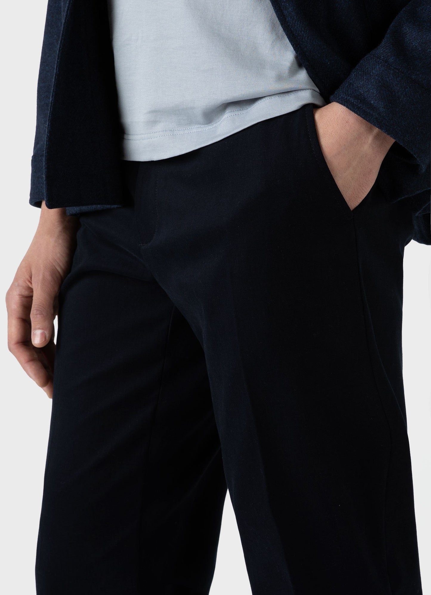 Mens Brushed Cotton Wool Trouser In Navy Mtrs3095 Buaa