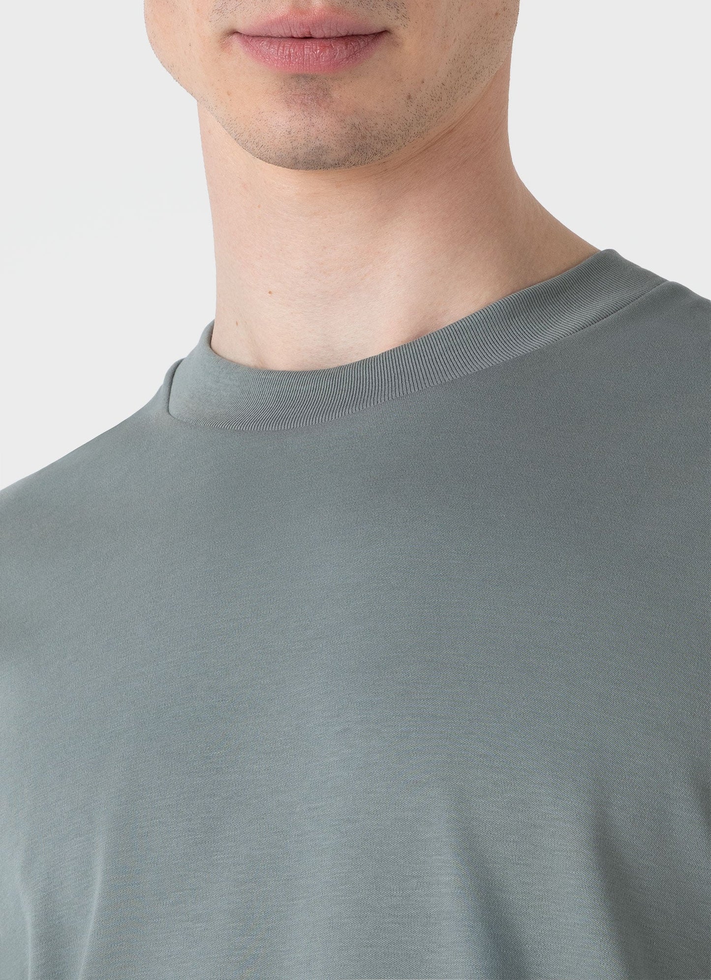 Mens Long Sleeve Heavyweight Tshirt In Smoke Green Mtsh0182 Gnhp