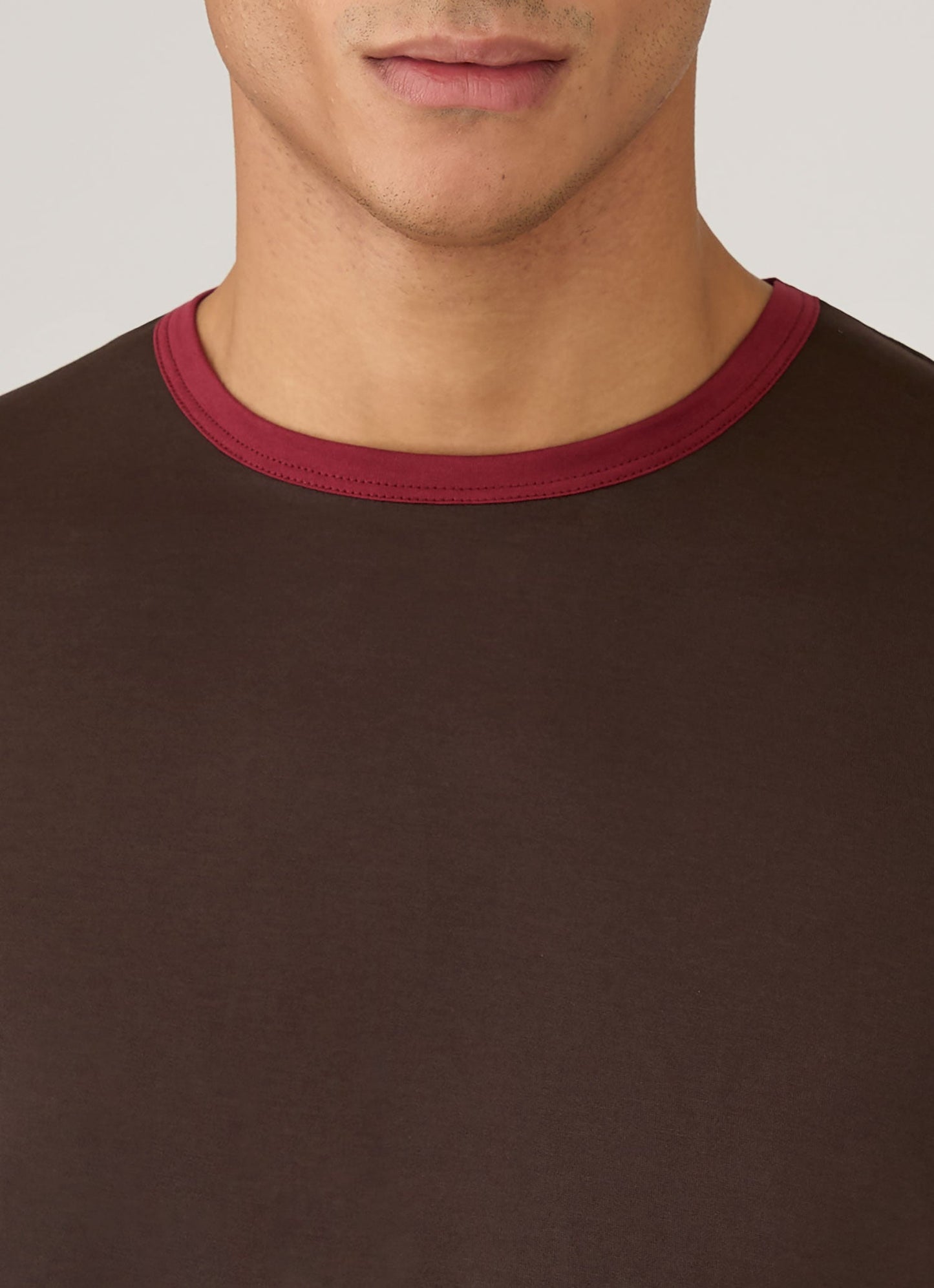 Mens Paul Weller Ringer Tshirt In Dark Brown Pwmtsh0135 Brha