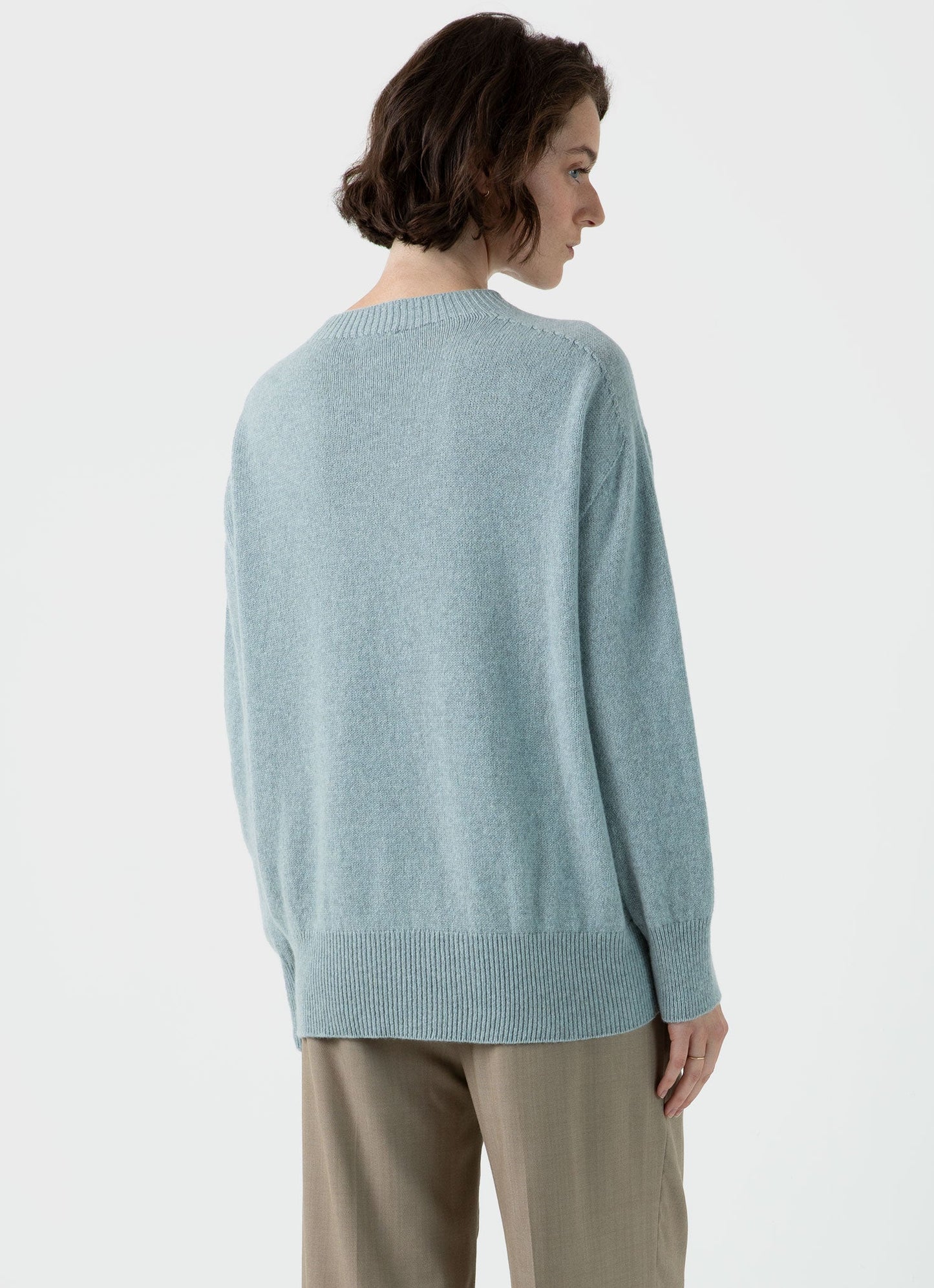 Womens Lambswool Crewneck Jumper In Blue Sage Wjum8176 Busy