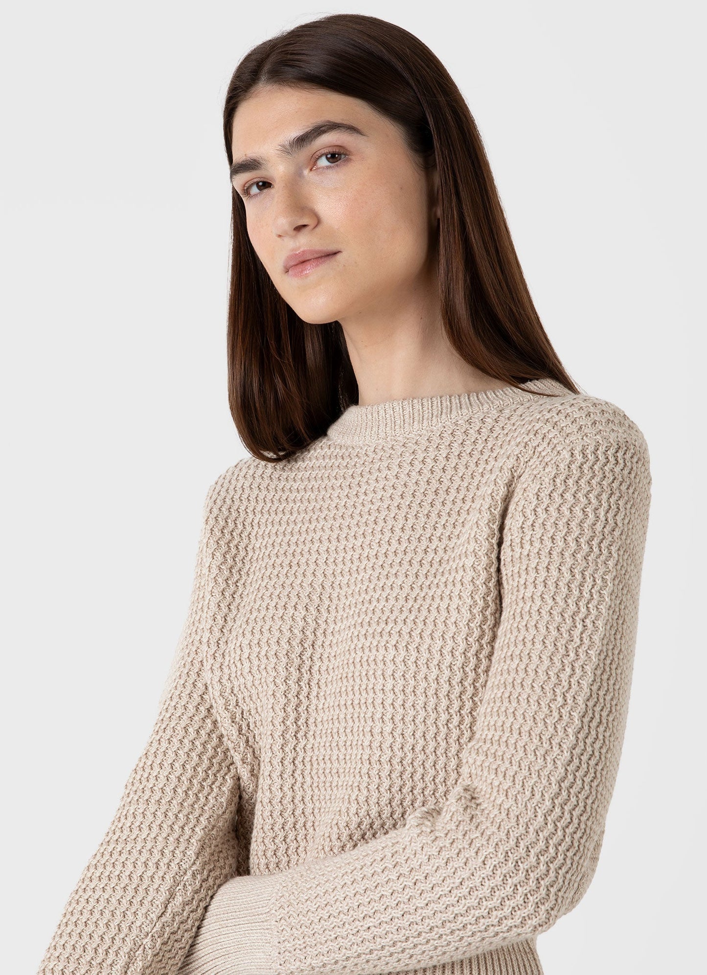Womens Cotton Stitch Jumper In Ecru Twist Wjum8200 Whht
