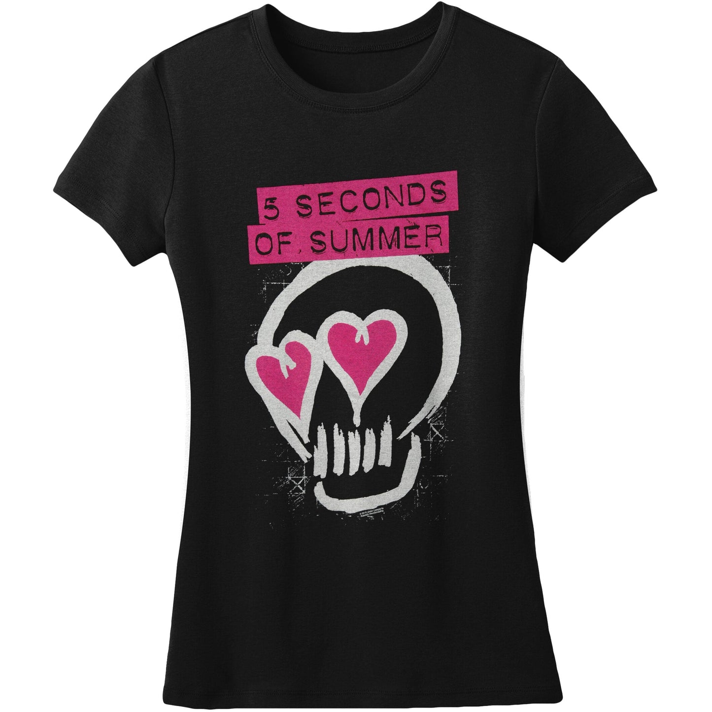 5 Seconds Of Summer Heart Skull Pink Junior Top