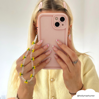Beaded Phone Strap - Yellow Lemon