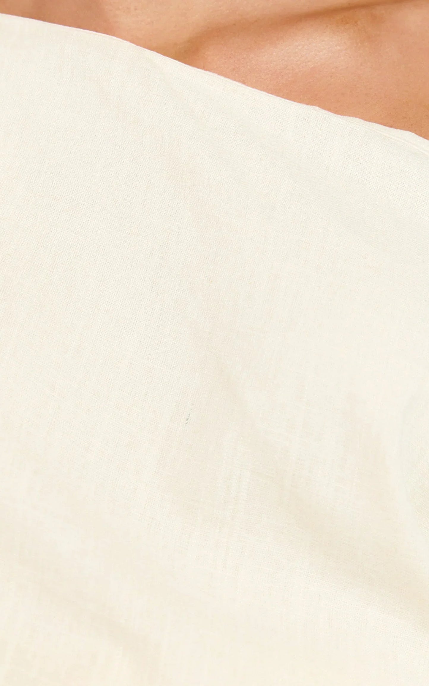 Collins Linen Blend Top - Draped Asymmetrical Neckline Top in Stone