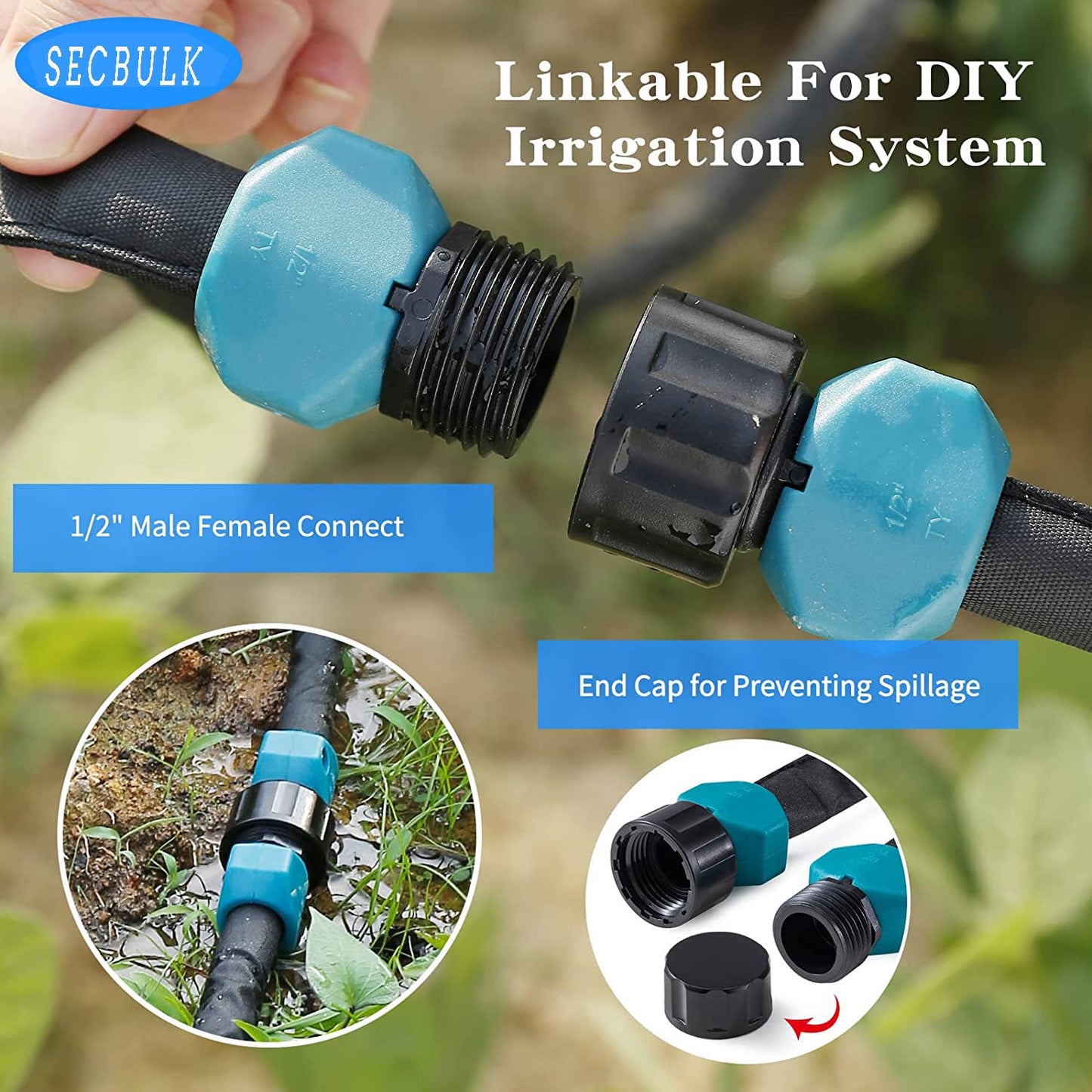 2024 Flat Soaker Hose 100 ft for Garden, 100' (50ft x 2) Linkable Drip Hose Diy
