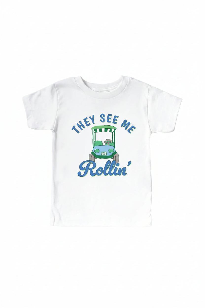They See Me Rollin' Golf Kids Graphic Tee | White