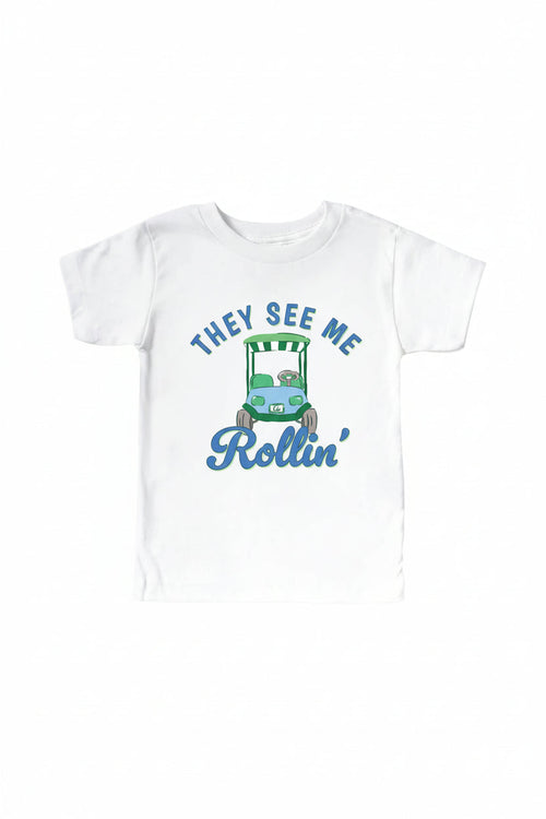 They See Me Rollin' Golf Kids Graphic Tee | White