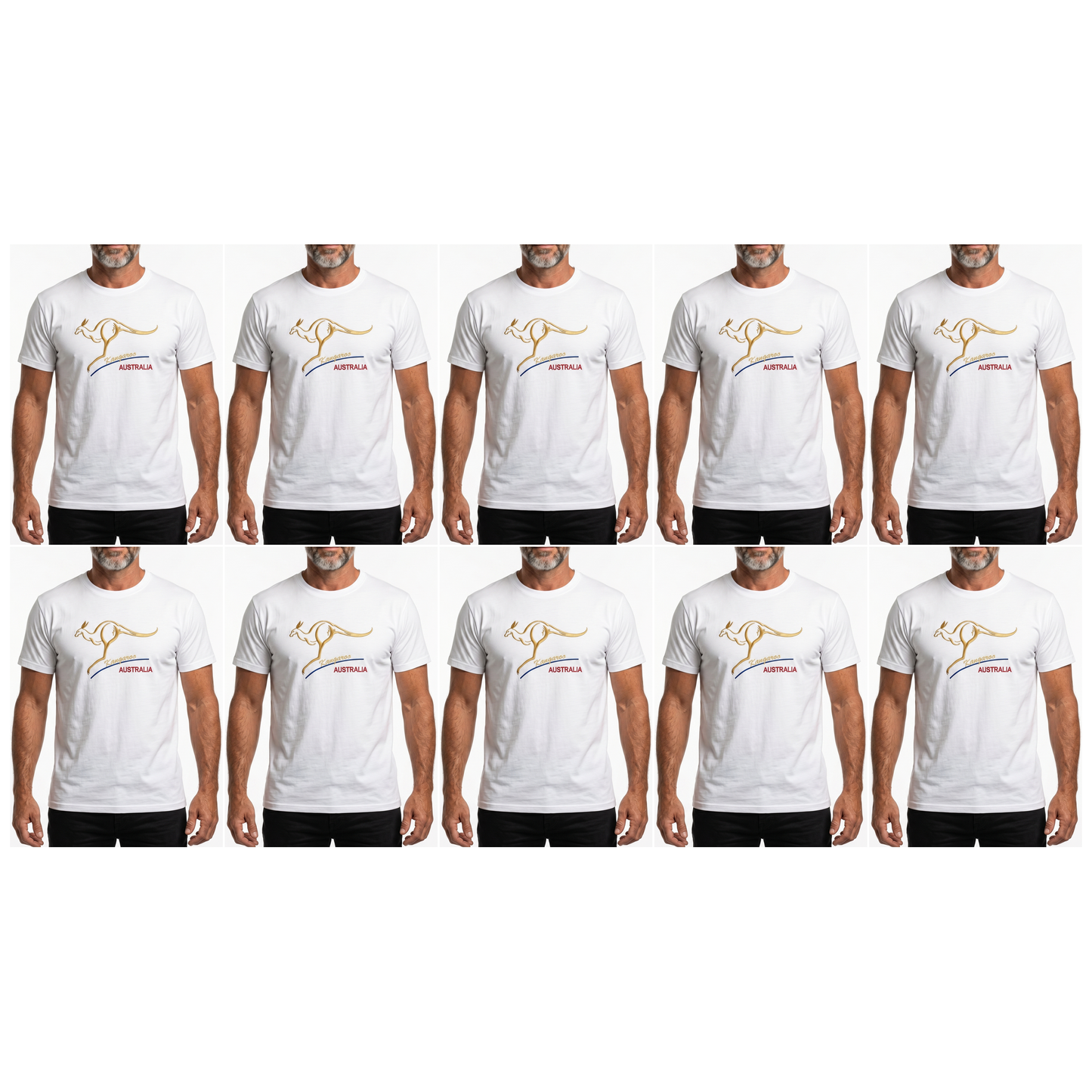 10X Adult Kangaroo Australia T Shirt Bulk Pack White 100 Cotton Souvenir Gift Tee Top