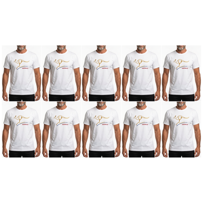 10X Adult Kangaroo Australia T Shirt Bulk Pack White 100 Cotton Souvenir Gift Tee Top