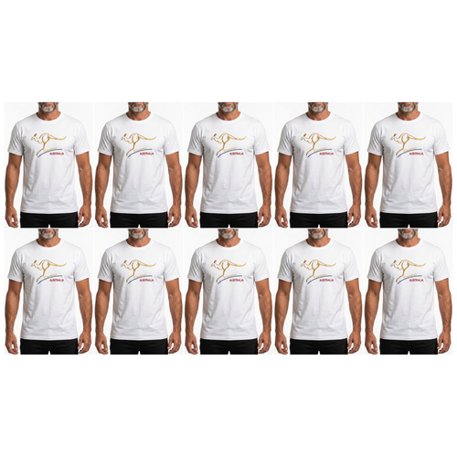 10X Adult Kangaroo Australia T Shirt Bulk Pack White 100 Cotton Souvenir Gift Tee Top