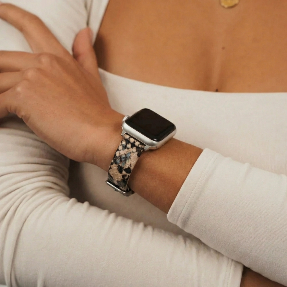 Vegan Textured PU Leather Apple Watch Strap - Snake