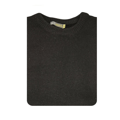100 Shetland Wool Crew Round Neck Knit Jumper Pullover Mens Sweater Knitted Plain Black Xl