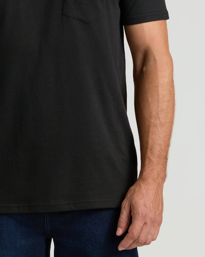Black Pocket Crew Tee