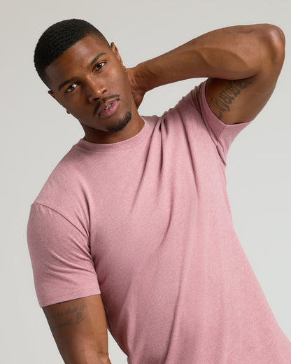 Light Heather Boysenberry Tall Straight Hem Crew Neck T-Shirt