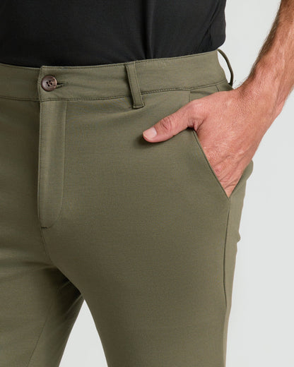 Military Green Slim Comfort Knit Chino Pant