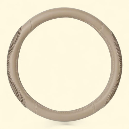Auto Drive Steering Wheel Cover, Beige 3D Mesh, Universal Fit, PU Leather, 1 count