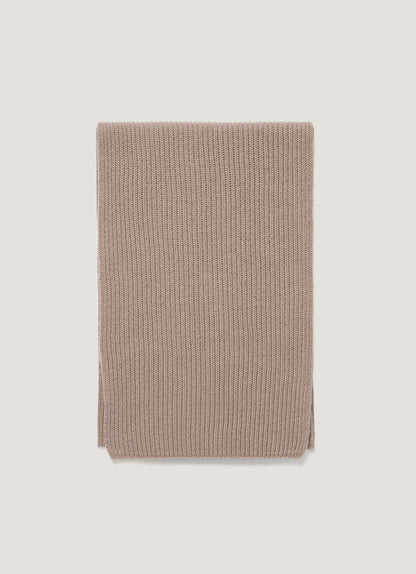 Cashmere Ribbed Scarf in Mink