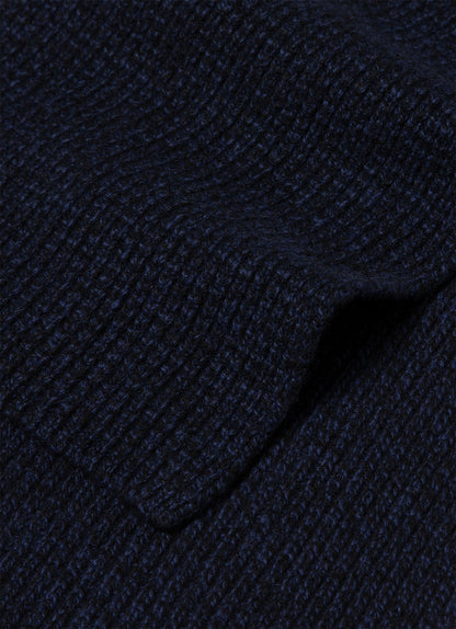Textured Waffle Scarf In Navy Asca9457 Buaa
