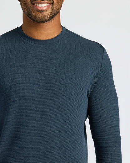 Navy Waffle Long Sleeve Crew Neck