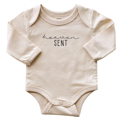 Heaven Sent Long Sleeve Graphic Bodysuit | Natural