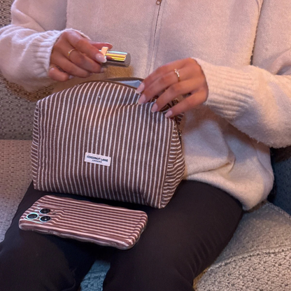 Towel Makeup Bag - Chestnut Stripes
