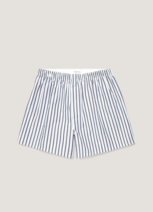 Men's Classic Boxer Short in White/Navy Stripe