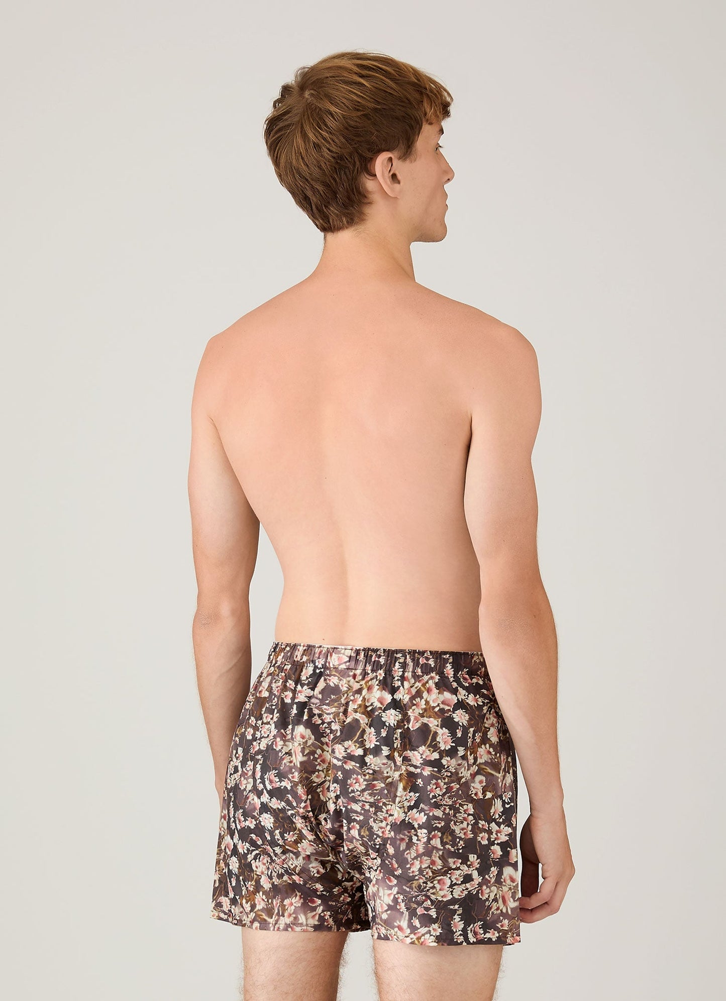 Mens Classic Boxer Short In Liberty Fabric In Dark Brown Floral Mbox4701L Brhb