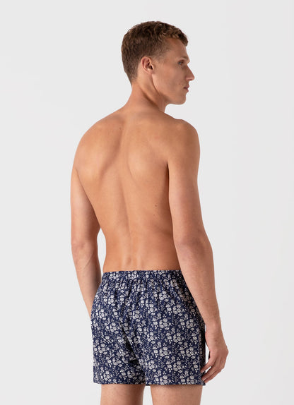Mens Classic Boxer Shorts In Liberty Fabric In Navy Meadow Mbox4701L Buwa