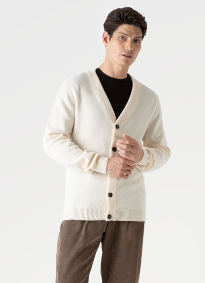 Mens Lambswool Cardigan In Ecru Mcar8187 Whcr