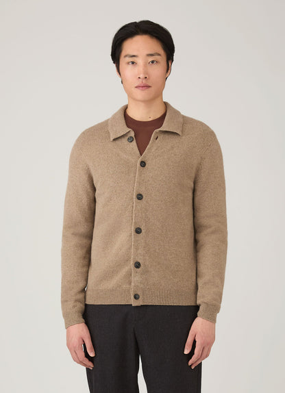 Mens Lambswool Cardigan In Sandstone Mcar8296 Brfc