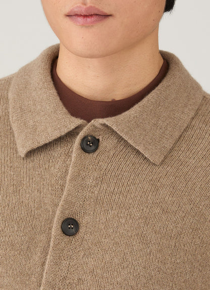 Mens Lambswool Cardigan In Sandstone Mcar8296 Brfc