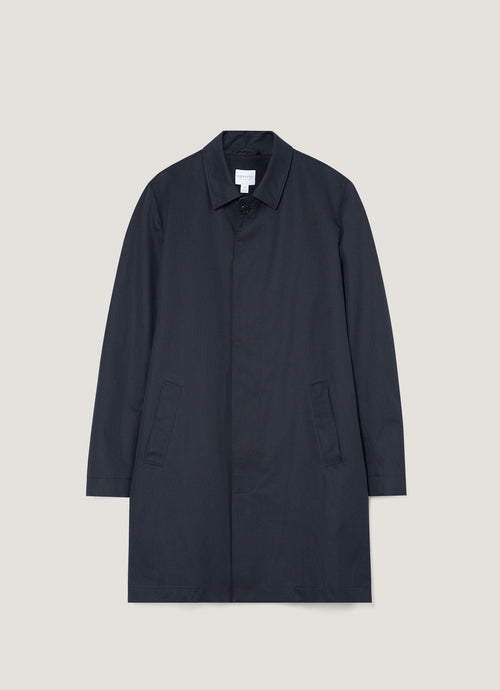 Mens Showerproof Cotton Mac In Navy