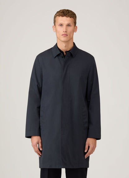 Mens Showerproof Cotton Mac In Navy