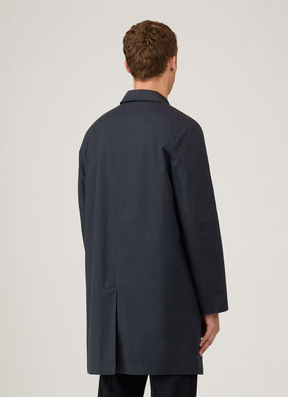 Mens Showerproof Cotton Mac In Navy
