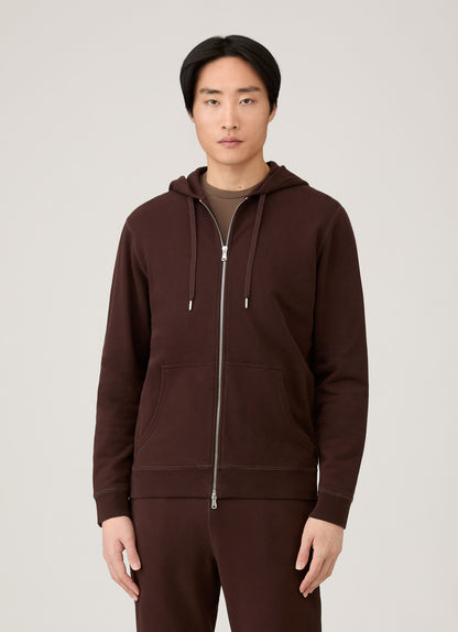 Mens Loopback Zip Hoodie In Truffle Mhod1517 Brgd