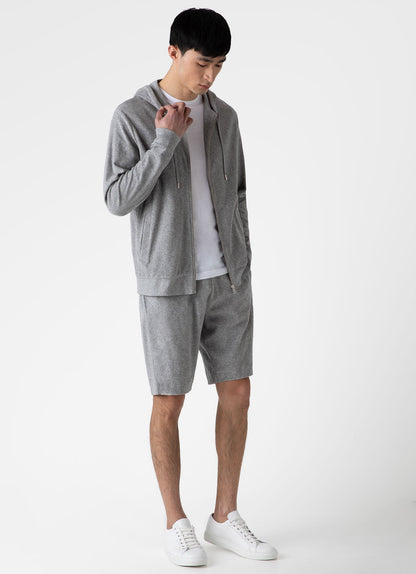 Towelling Hoody In Grey Melange