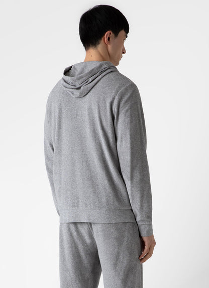 Towelling Hoody In Grey Melange