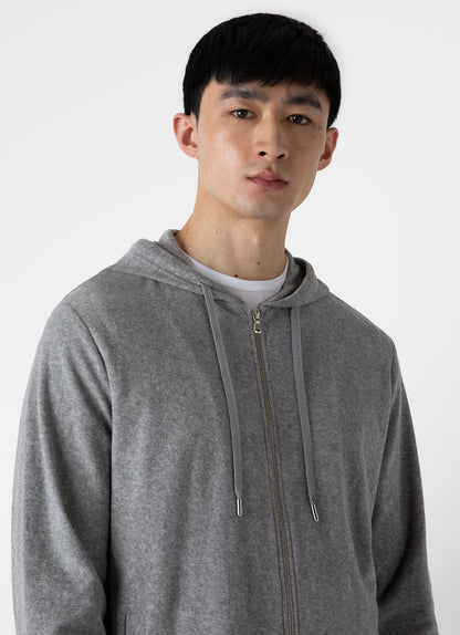 Towelling Hoody In Grey Melange