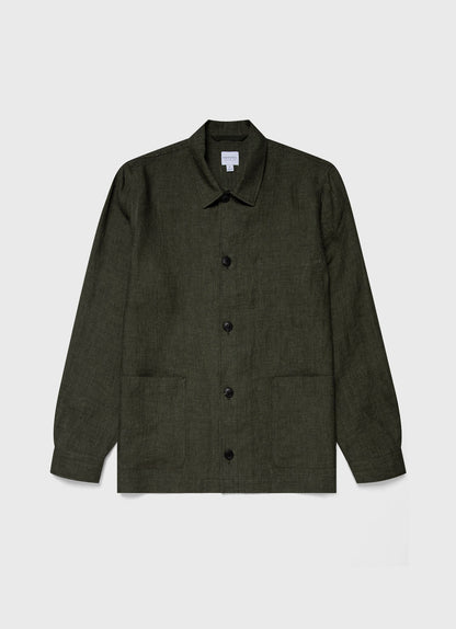 Mens Linen Twin Pocket Jacket In Hunter Green Mjac7099 Gngc