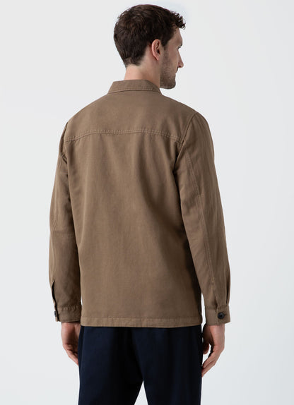Mens Cotton Linen Twin Pocket Jacket In Dark Tan Mjac7102 Brdh