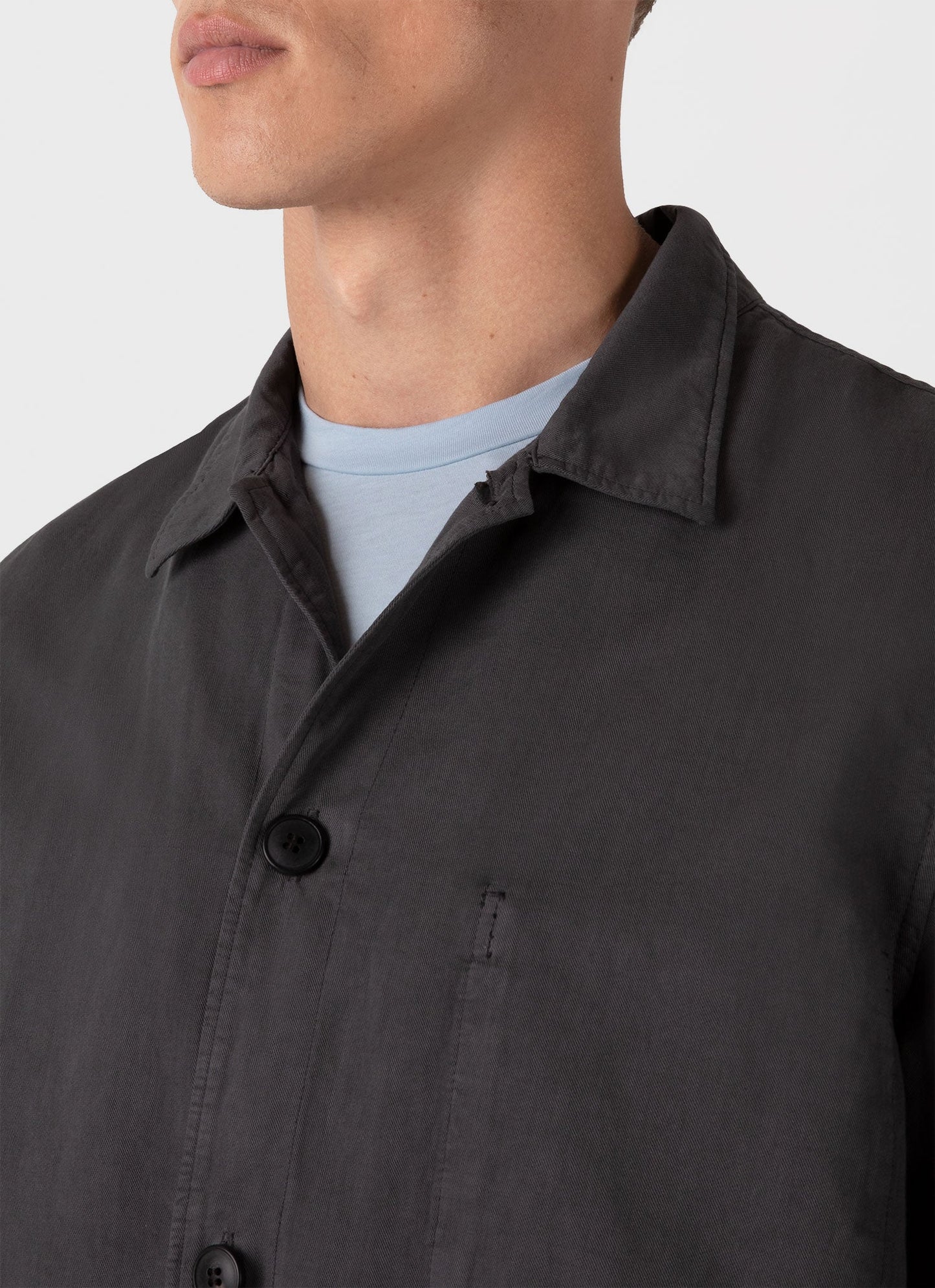 Mens Cotton Linen Twin Pocket Jacket In Charcoal Mjac7175 Gyab