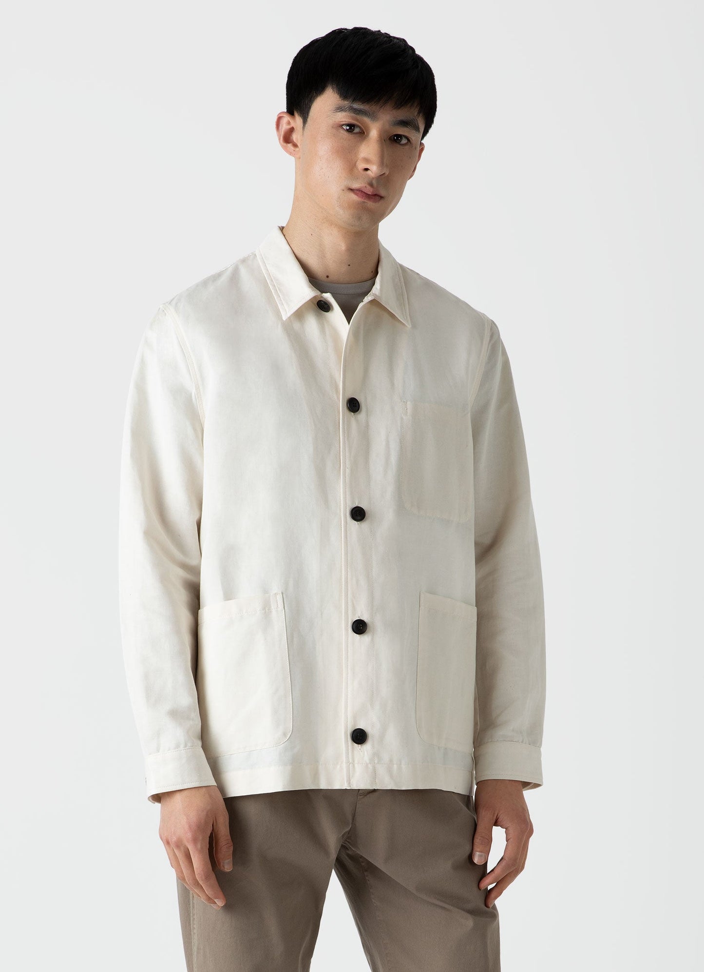 Mens Cotton Linen Twin Pocket Jacket In Undyed Mjac7102U Nuab