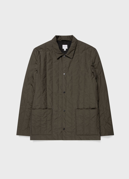 Mens Quilted Twin Pocket Jacket In Dark Olive Mjac7125 Gngw